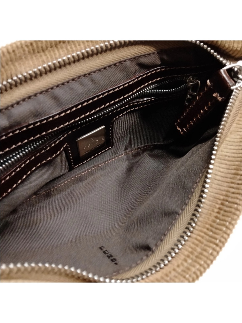 Fendi Corduroy Baguette Shoulder Bag – Brown Corduroy FF Buckle Mini Bag - Picture 5 of 7
